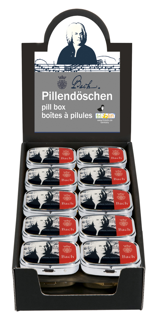 Kovová liekovka Johann Sebastian Bach - krabica