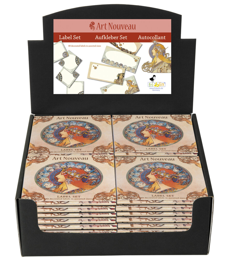 Set nalepovacích štítkov Alfons Mucha - krabica