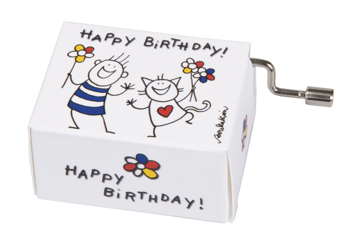 Hracia skrinka Happy Birthday - Mačka & chlapec